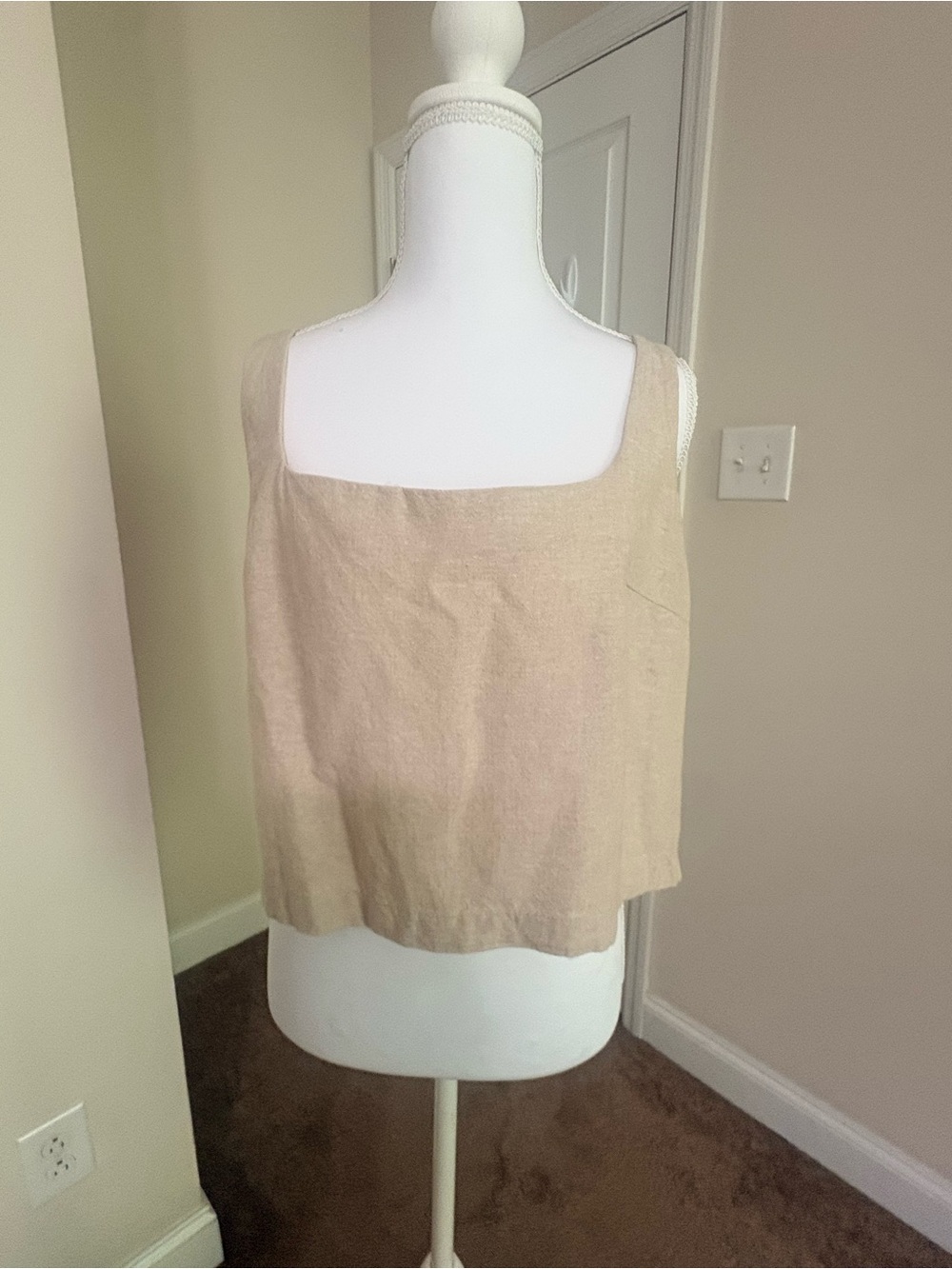 Old Navy Beige Linen Square Neck Tank